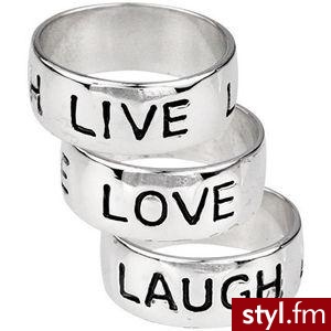 Trzy srebrne bransoletki z napisami: live,love,laugh:) - Pozostałe Dodatki Moda