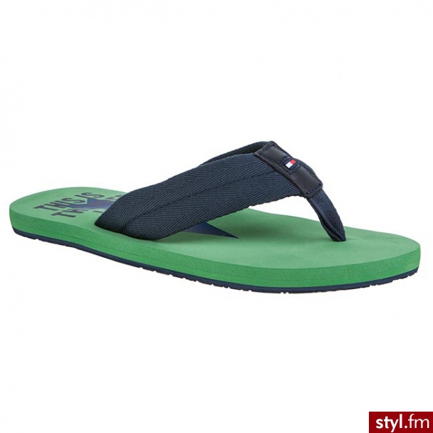 TOMMY HILFIGER Japonki Bay 3 FM56815227 344 zielony / Niebieski (Medium Green) 344 - Klapki Buty Moda