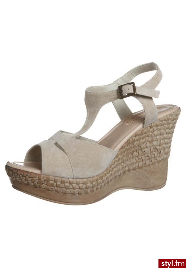 Pier One Sandały na koturnie beżowy - Koturny Buty Moda
