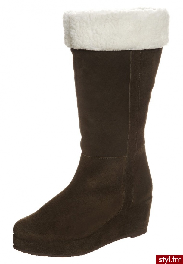 Zign Kozaki na koturnie zielony - Koturny Buty Moda