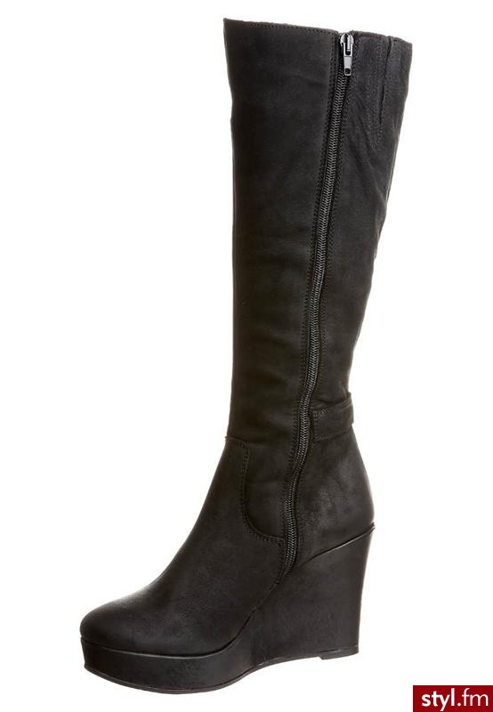Zign Kozaki na koturnie czarny - Koturny Buty Moda