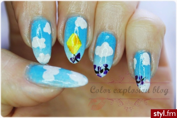 http://color-explosion-blog.blogspot.com/2015/03/projekt-cztery-zywioy-powietrze.html - Migdałki Malowane farbkami Naturalne Paznokcie