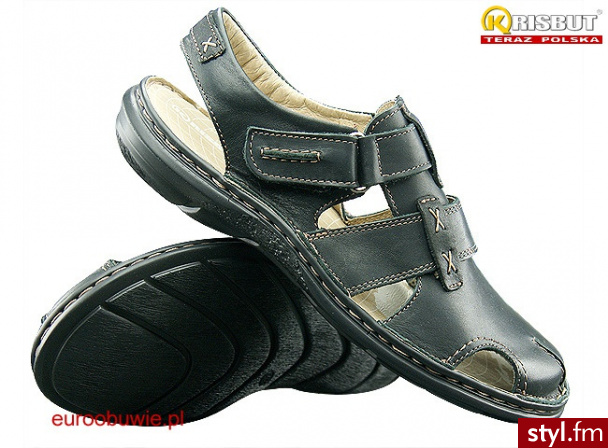 KRISBUT Obuwie Męskie Sandały KR-1053-1-A Czarne - Sandały Buty Moda