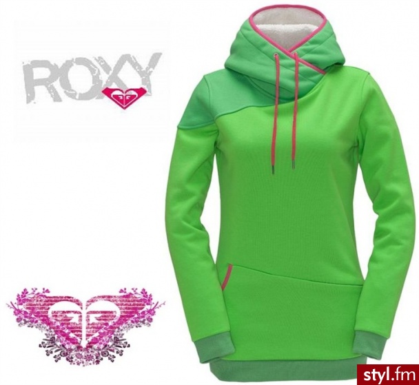 Bluza ROXY WATER FALL długa kaptur zIELONA - Bluzy Ciuchy Moda
