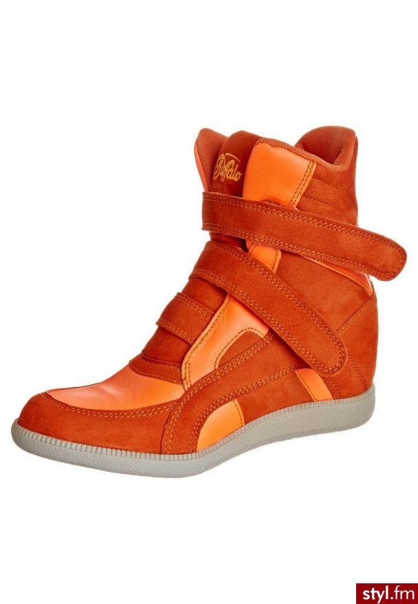 Buffalo Botki Na Koturnie Pomarańczowy - Botki Buty Moda