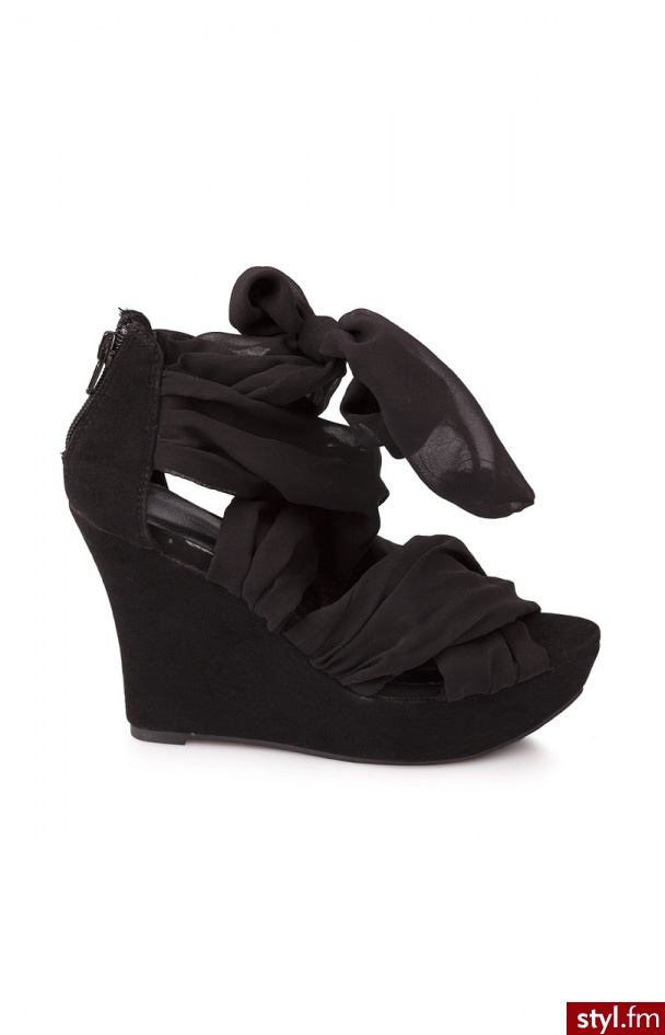 Chiffon Peep koturny SMW6 (czarny) - Koturny Buty Moda