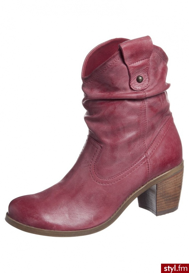zign Botki kowbojki i motocyklowe czerwony (542579) - Botki Buty Moda