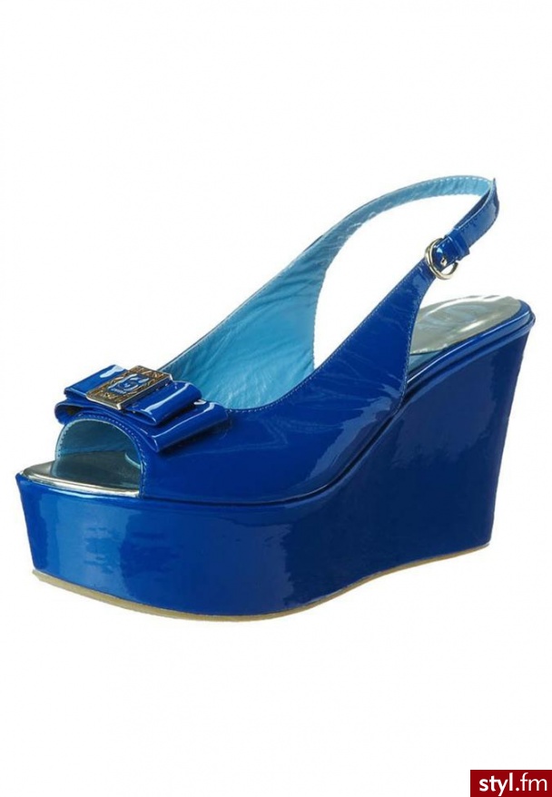 S by Santini Sandały na obcasie niebieski - Koturny Buty Moda