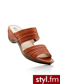 Bonprix Klapki skórzane czerwony 932808_24050 - Klapki Buty Moda