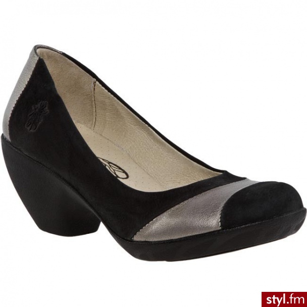 Fly London Półbuty Boni P142516003 Czarny/Srebrny (Black/Lead) - Półbuty Buty Moda
