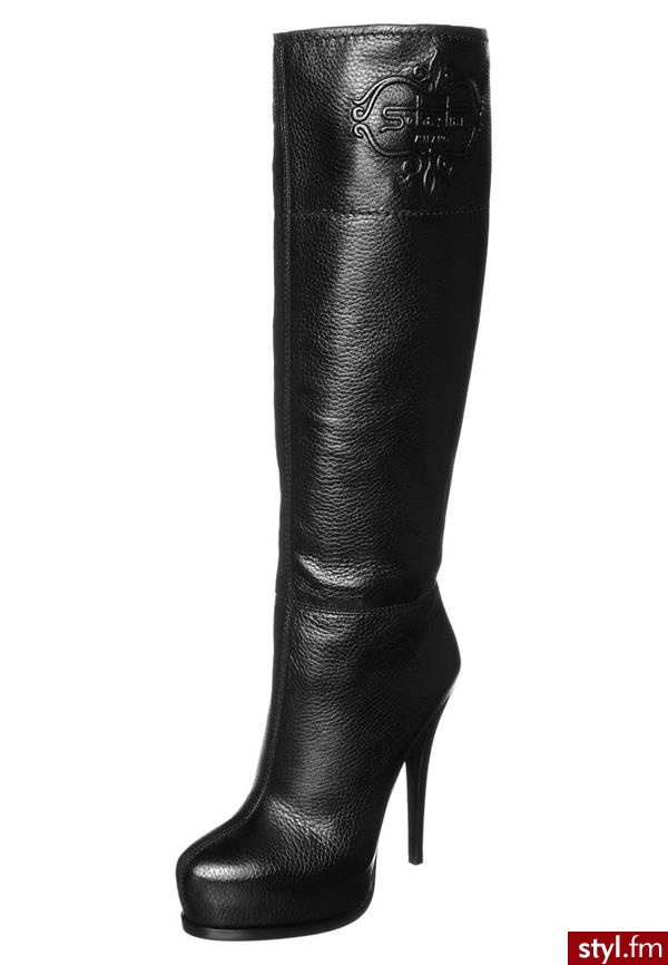 Sebastian Kozaki na obcasie czarny (S5884) - Kozaki Buty Moda
