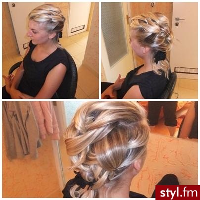  - Blond Upięcie Proste Wieczorowe Średnie Fryzury