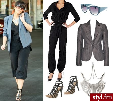 Kombinezon ok. 160zł Vero Moda (www.veromoda.com), okulary 79zł Mango (www.mangoshop.com), marynarka 119,93zł Top Secret (www.topsecret.pl), sandały 275zł Bronx (www.butyk.pl), naszyjnik ok. 30zł H&M (www.hm.com). - Pozostałe Ciuchy Moda
