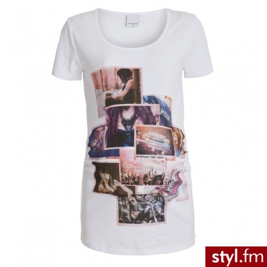 MAMA LICIOUS Tunika z krótkim rękawem dla kobiet w ciąży ONCE PICTURE white - Tuniki Ciuchy Moda
