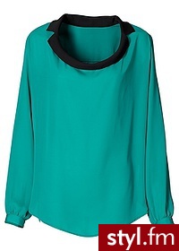Bonprix Bluzka szmaragdowo-czarny 910341_19821 - Bluzki Ciuchy Moda