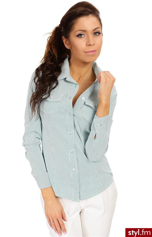 MOE Koszula 019 (zielono-biały) - Koszule Ciuchy Moda