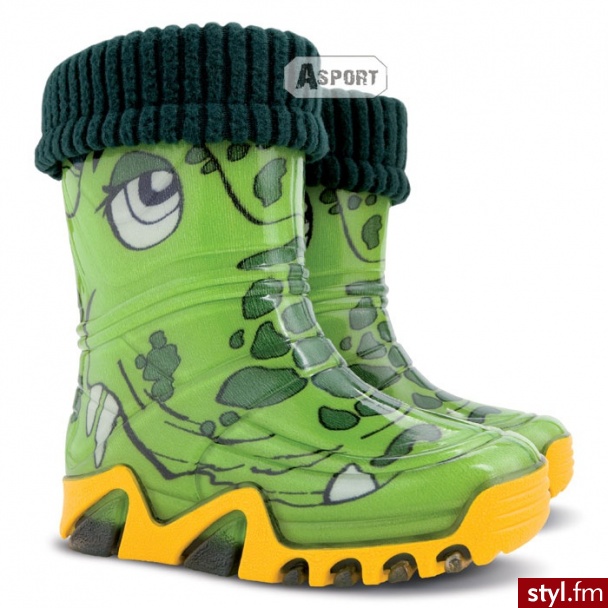 Kalosze dziecięce z wkładką ocieplającą STORMIC LUX PRINT krokodyl Demar - Kalosze Buty Moda