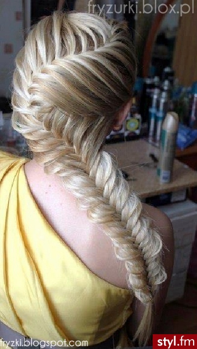 Blond Warkocze Proste Wieczorowe Długie Fryzury