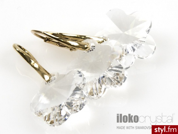 Iloko KOMPLET FLOWER CRYSTAL SWAROVSKI ELEMENTS zŁOTE SREBRO - Pozostałe Biżuteria Moda