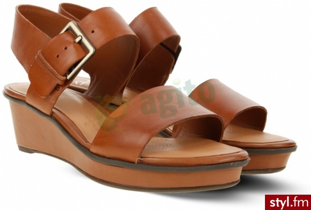 CLARKS Sandały parchment rose na koturnie brązowe 233611 - Koturny Buty Moda