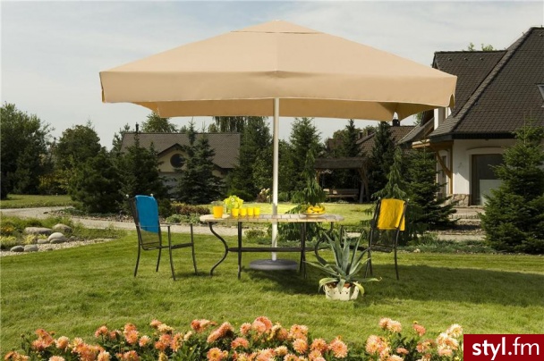 Litex Parasol Kwadratowy 3,5Mx3,5m Taupe Komplet z Podstawą - Parasole Dodatki Moda