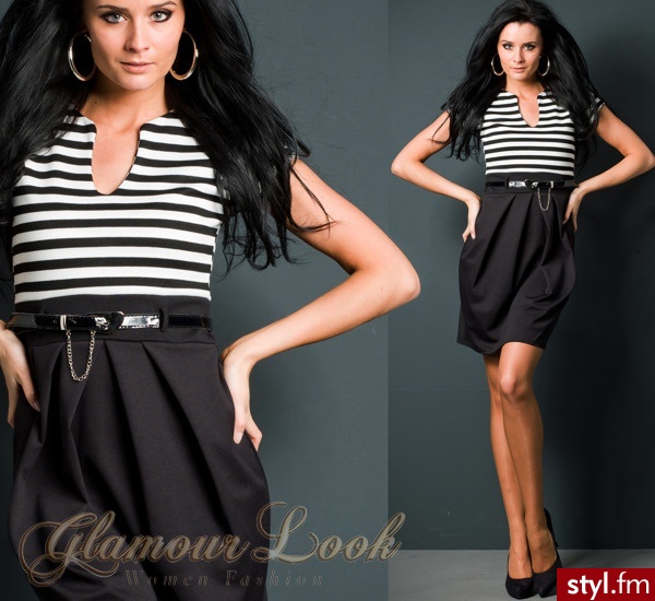 BODY COVER SUKIENKA MINI KLASYKA PASEK CZARNA BIAŁA S 36 - Body Bielizna Moda