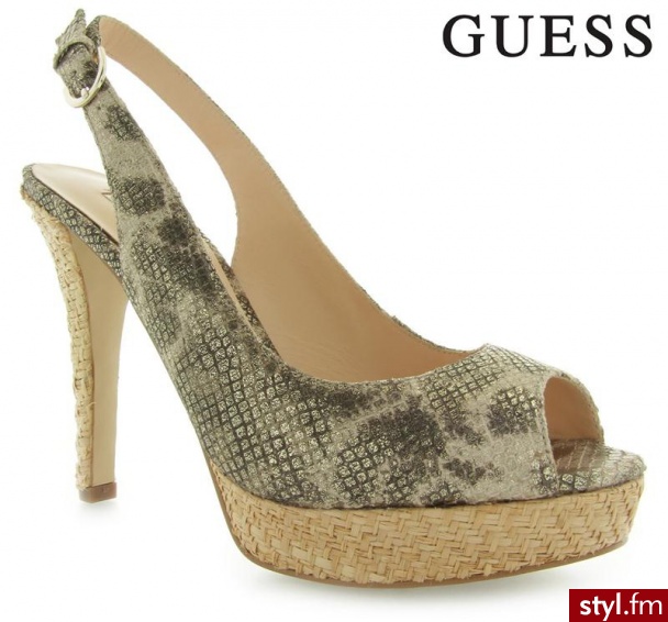 Guess POLLIET SLING BACK LEATHER LEOPARD - Czółenka Buty Moda