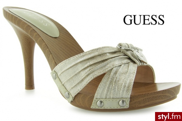 Guess IGNATIA2 ZOCCOLO CLOG WOODE PANNA - Klapki Buty Moda