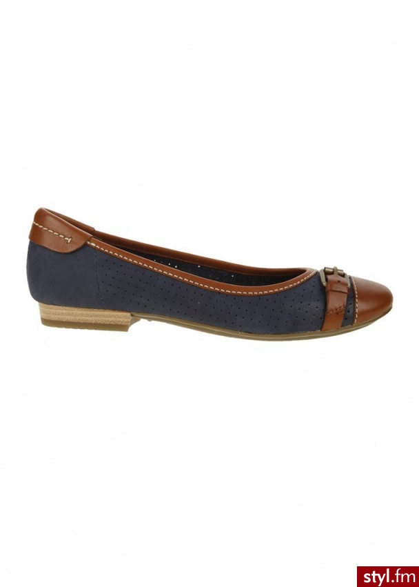 CLARKS Baleriny henderson fun z klamrą granatowy brązowy - Balerinki Buty Moda