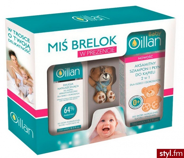 OILLAN emulsja do kąpieli 250 ml + szampon i płyn do kąpieli 2w1 150 ml + MIŚ BRELOK - Emu Buty Moda