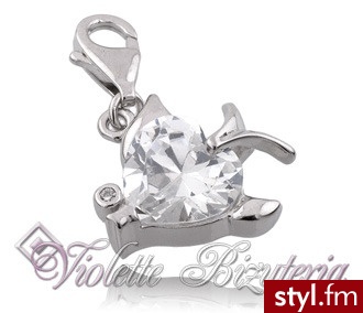 Violette Srebrna przywieszka diamentowe serce 103 - Wisiorki Biżuteria Moda