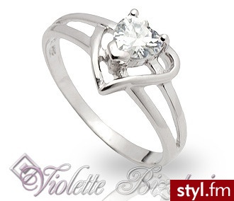 Violette  Srebrna pierscionek diamentowe serce VY21 - Pierścionki Biżuteria Moda
