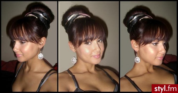 Brązowe Kok Proste z grzywką Na co dzień Średnie Fryzury