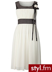 Bonprix Sukienka szyfonowa kremowo-czarny 968580_13472 - Pozostałe Sukienki Moda