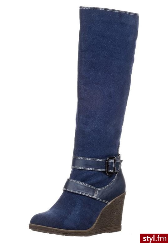 Anna Field Kozaki niebieski - Kozaki Buty Moda