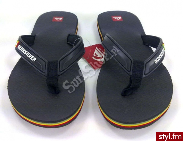 QUIKSILVER klapki ECLIPSED 2012 41 BLK/BLK/RASTA MĘSKIE Czarny - Klapki Buty Moda