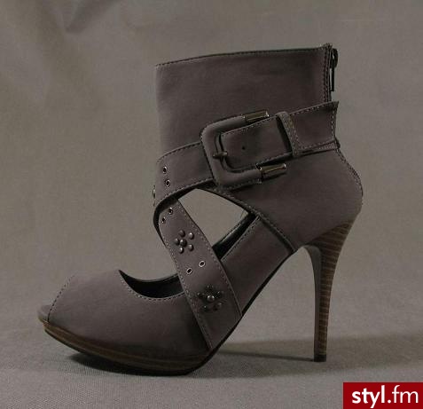 BOTKI SZARE CZÓŁENKA - Pozostałe Buty Moda