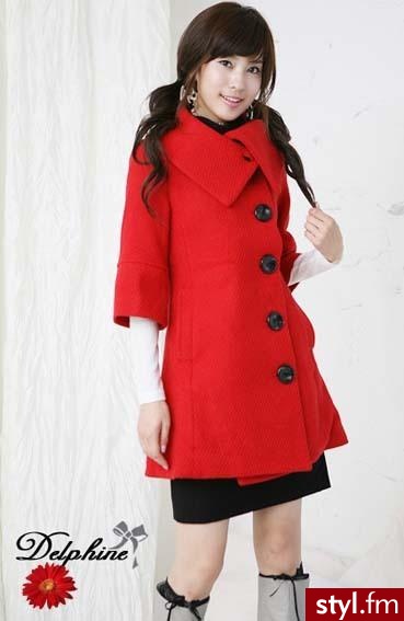Gustowny płaszczyk. Japan style. Dostępny na Allegro w dwóch intensywnych kolorach: Czerwonym i różowym. - Pozostałe Ciuchy Moda