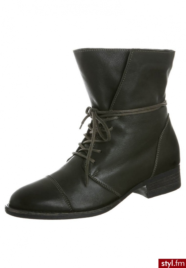 Taupage Botki Sznurowane Zielony - Botki Buty Moda