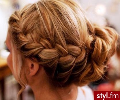 Blond Warkocze Proste Wieczorowe Długie Fryzury