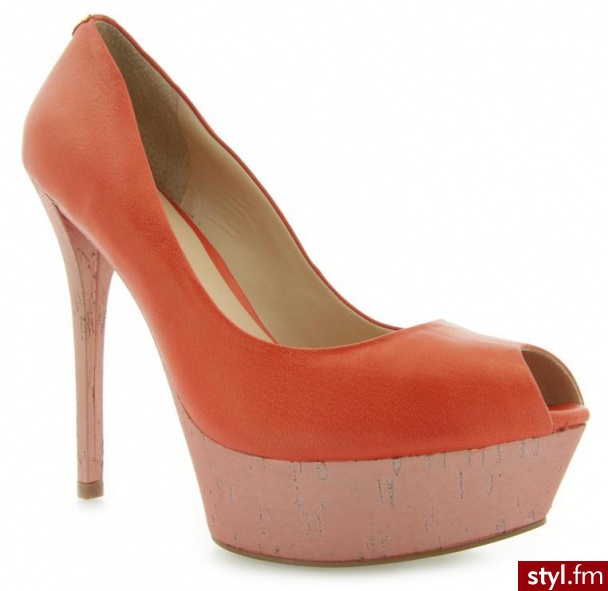 Guess CzÓŁENKA GABRA SPUNTATO OPEN TOE LEAT ORANGE - Czółenka Buty Moda