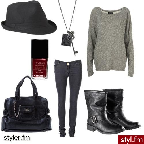 Gray.with cherry nails - Styler
