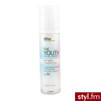 Bliss Przeciwzmarszczkowonawilżająca emulsja do twarzy na dzień The Youth As We Know It AntiAging Moisture Lotion SPF 30 50 ml - Emu Buty Moda