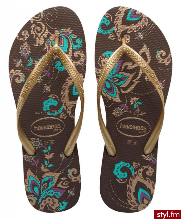 Havaianas JAPONKI SLIM SEASON DARK BROWN - Klapki Buty Moda