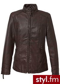 Bonprix Kurtka ze sztucznej skóry ciemnobrązowy 914513_11893 - Kurtki Okrycia Moda
