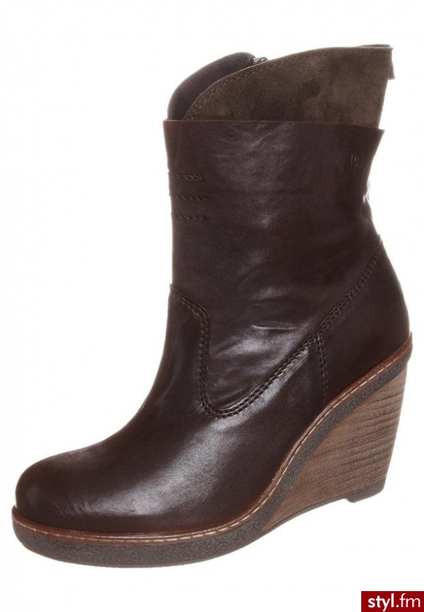 Donna Carolina Botki na koturnie brązowy - Botki Buty Moda