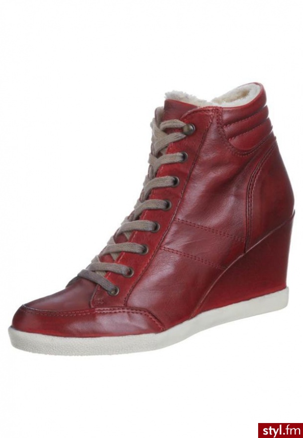 Zign Botki na koturnie czerwony - Botki Buty Moda