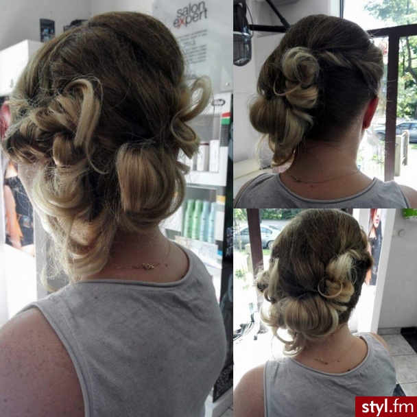 Salon Janette Chrzanów - Blond Upięcie Proste Wieczorowe Średnie Fryzury