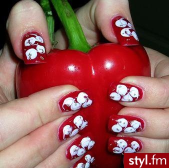 red & white - Paznokcie