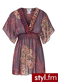 Bonprix Tunika jeżynowy z nadrukiem 966042_13919 - Tuniki Ciuchy Moda